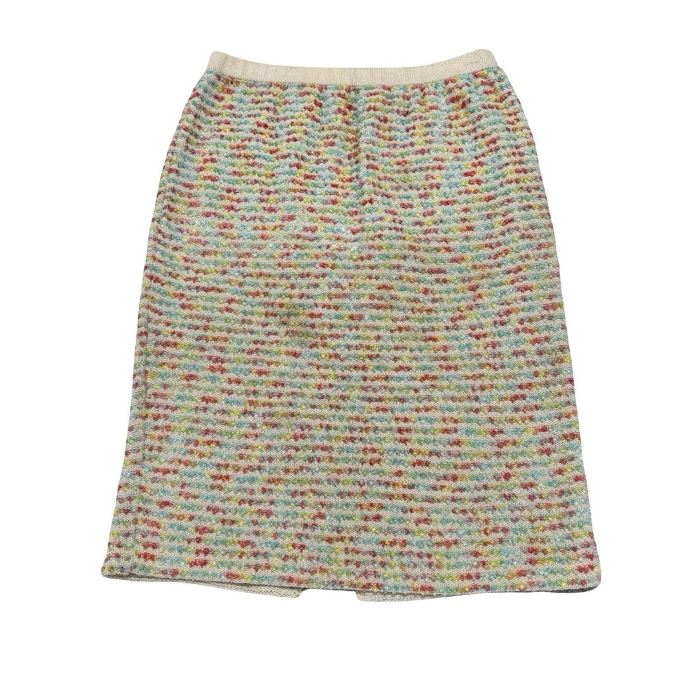 Vintage Steve‎ Fabrikant Women's Beige/Multi Knit Skirt *Stained* 27x23
